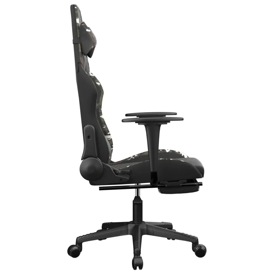 Chaise de jeu avec repose-pied Noir et camouflage Similicuir - 4