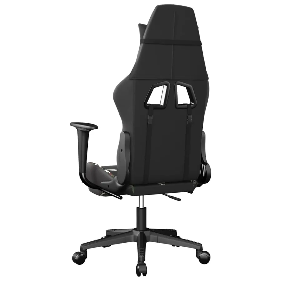 Chaise de jeu avec repose-pied Noir et camouflage Similicuir - 5