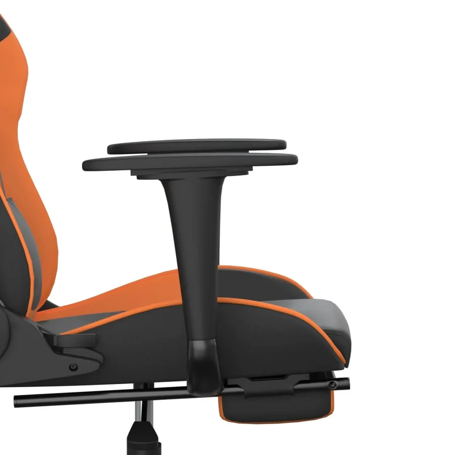 Chaise de jeu avec repose-pied Noir et orange Similicuir - 11