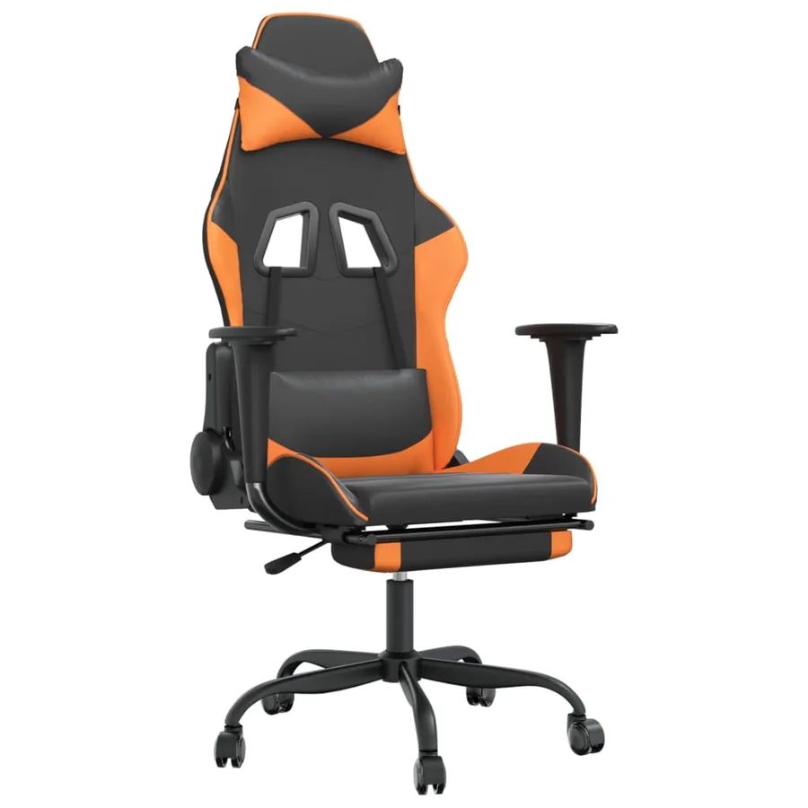 Chaise de jeu avec repose-pied Noir et orange Similicuir - 2