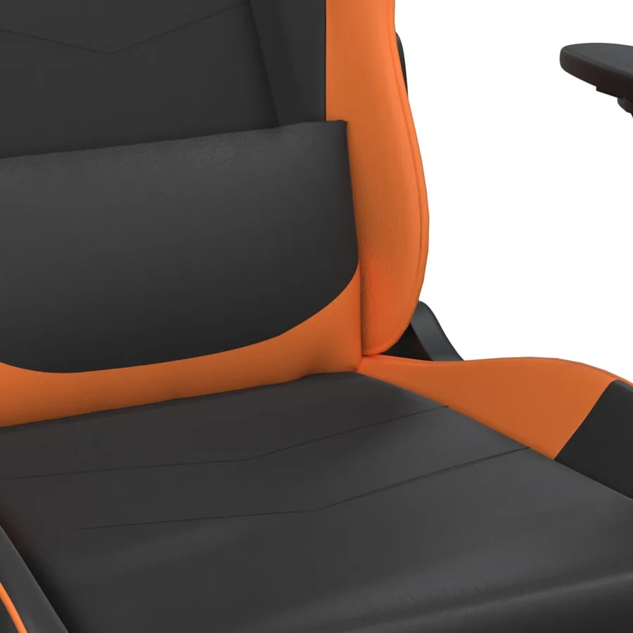 Chaise de jeu avec repose-pied Noir et orange Similicuir - 9