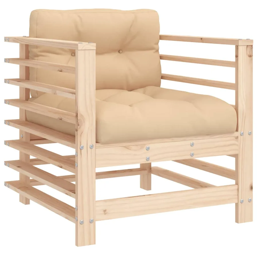 Chaises de jardin avec coussins lot de 2 bois de pin massif - 3