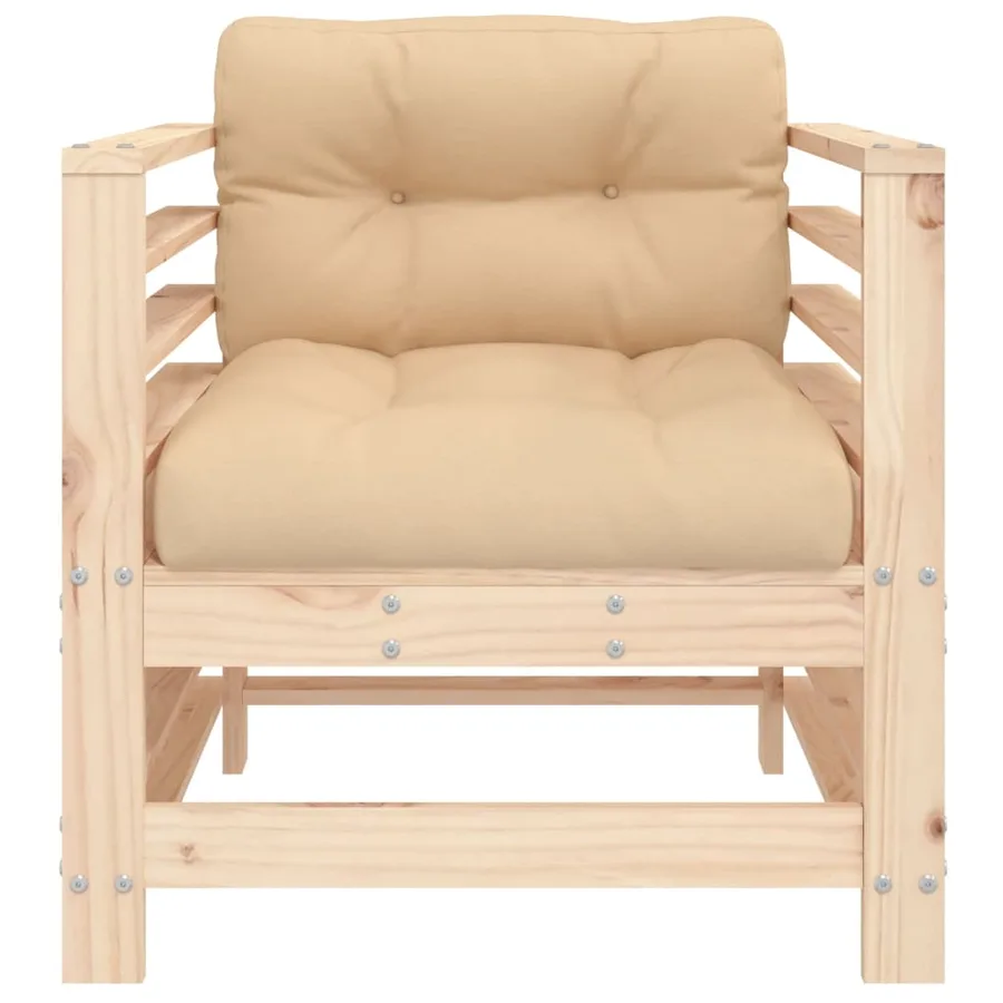 Chaises de jardin avec coussins lot de 2 bois de pin massif - 4