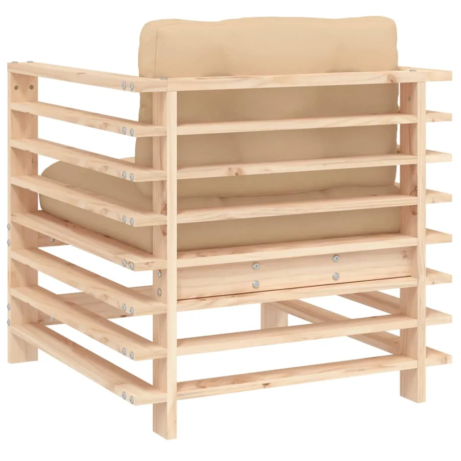 Chaises de jardin avec coussins lot de 2 bois de pin massif - 6