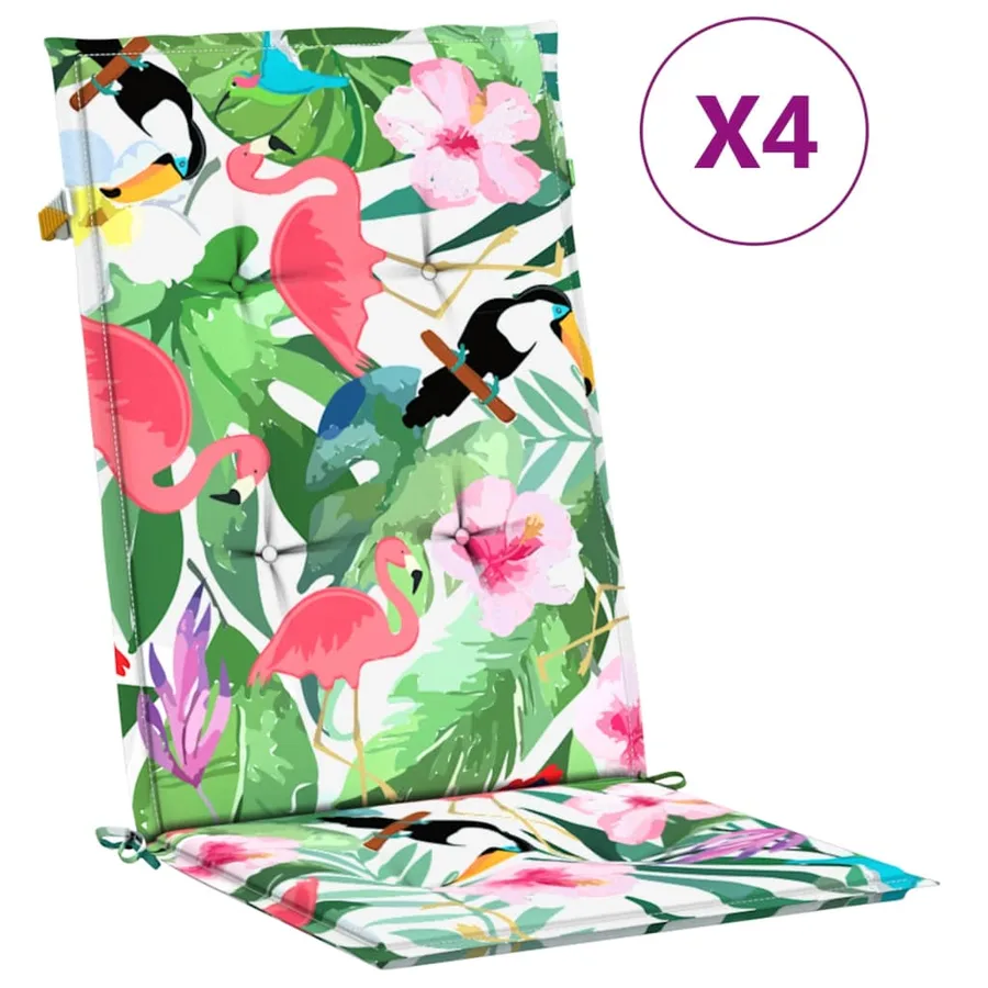 Coussins de chaise à dossier haut lot de 4 multicolore tissu - 2