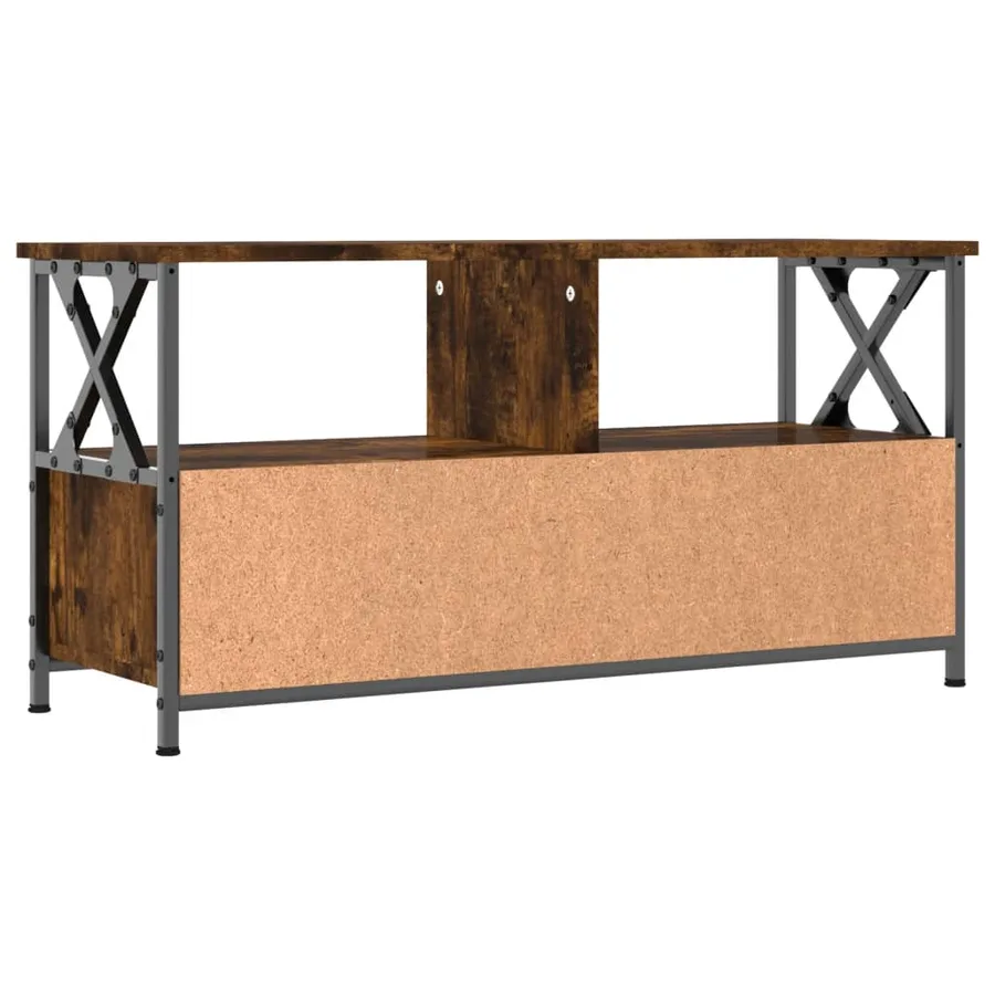 Meuble TV chêne fumé 90x33x45 cm bois d'ingénierie et fer - 5