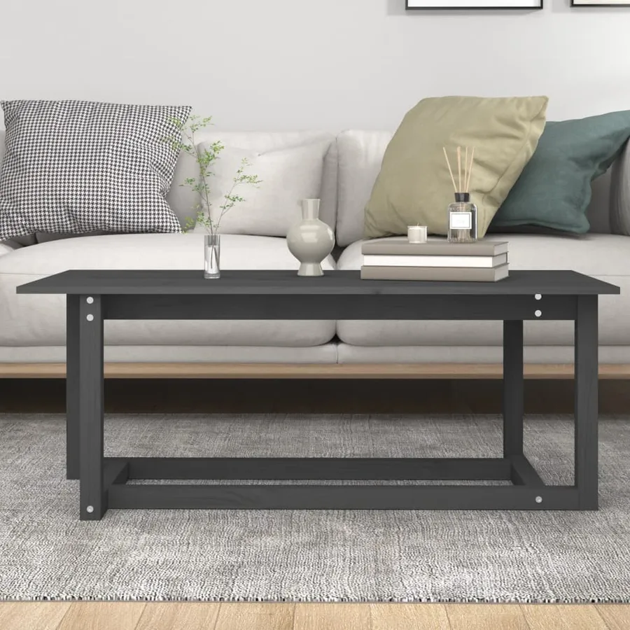 Table basse Gris 110x55x45 cm Bois massif de pin - 5