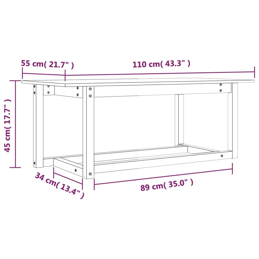 Table basse Gris 110x55x45 cm Bois massif de pin - 8