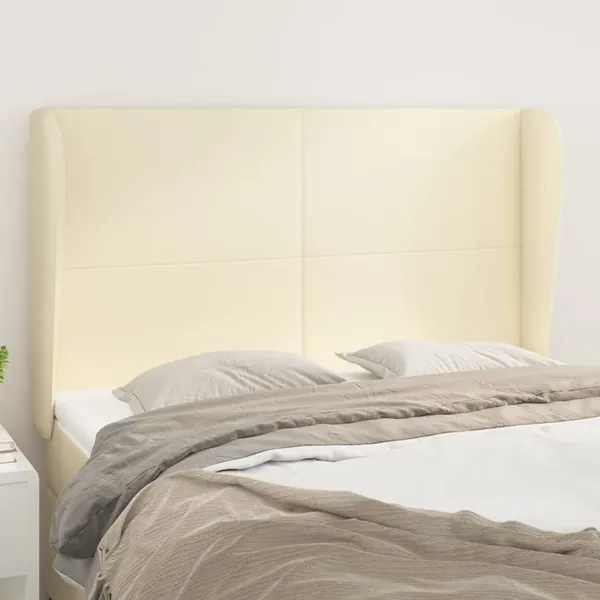 Tête de lit avec oreilles Crème 147x23x118/128 cm Similicuir