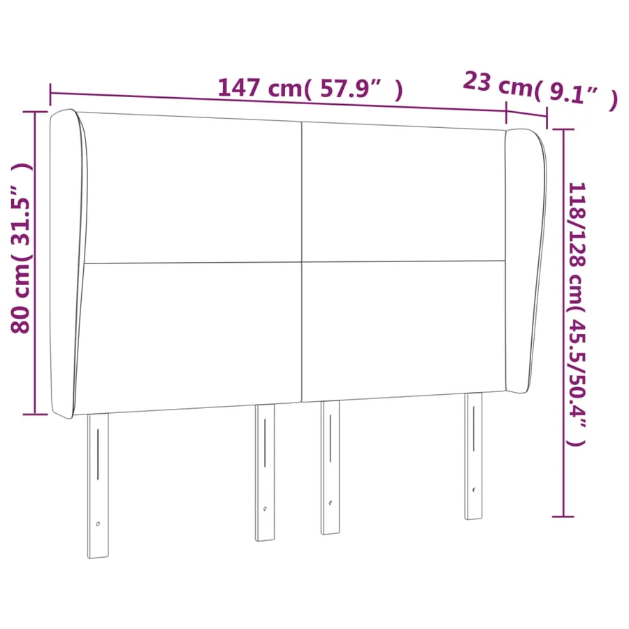 Tête de lit avec oreilles Crème 147x23x118/128 cm Similicuir - 9