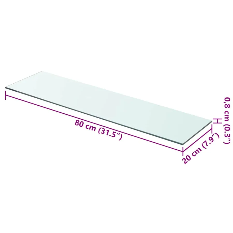 Panneau pour étagère Verre transparent 80 x 20 cm - 3