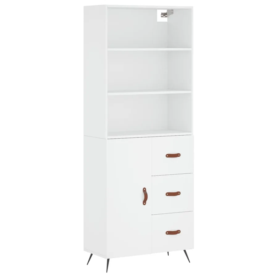 Buffet haut Blanc 69,5x34x180 cm Bois d'ingénierie - 2