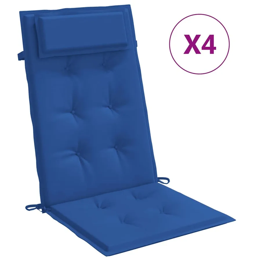 Coussins de chaise à dossier haut lot de 4 bleu royal - 2