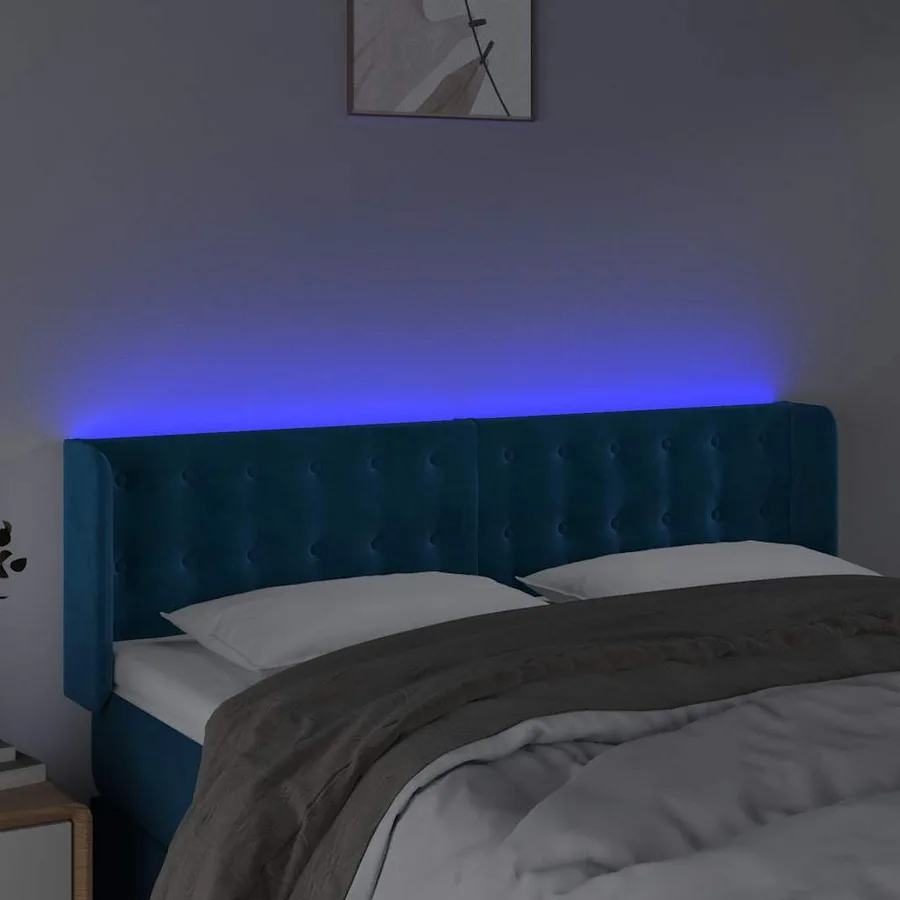 Tête de lit à LED Bleu foncé 147x16x78/88 cm Velours - 4