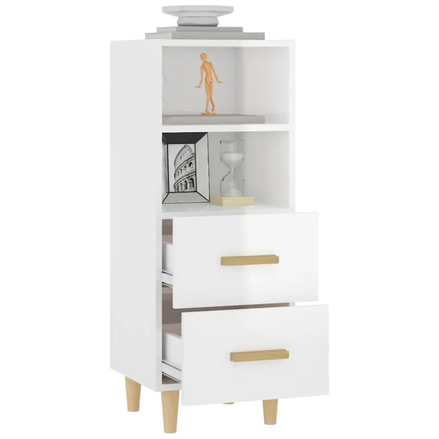 Buffet Blanc brillant 34,5x34x90 cm Bois d'ingénierie - 5