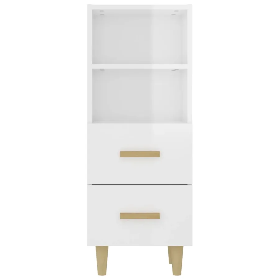 Buffet Blanc brillant 34,5x34x90 cm Bois d'ingénierie - 6