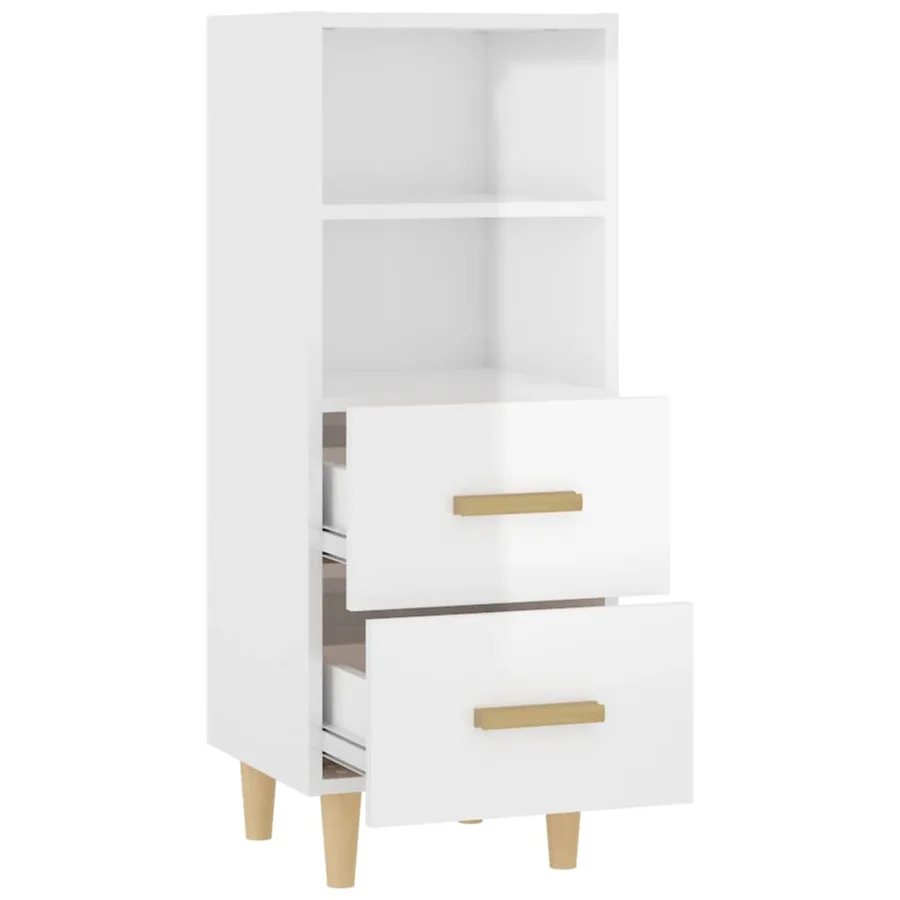 Buffet Blanc brillant 34,5x34x90 cm Bois d'ingénierie - 7