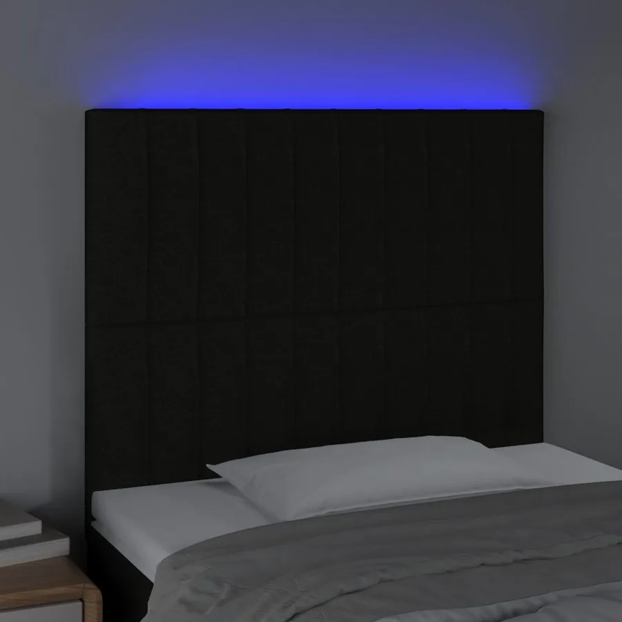 Tête de lit à LED Noir 100x5x118/128 cm Tissu - 3