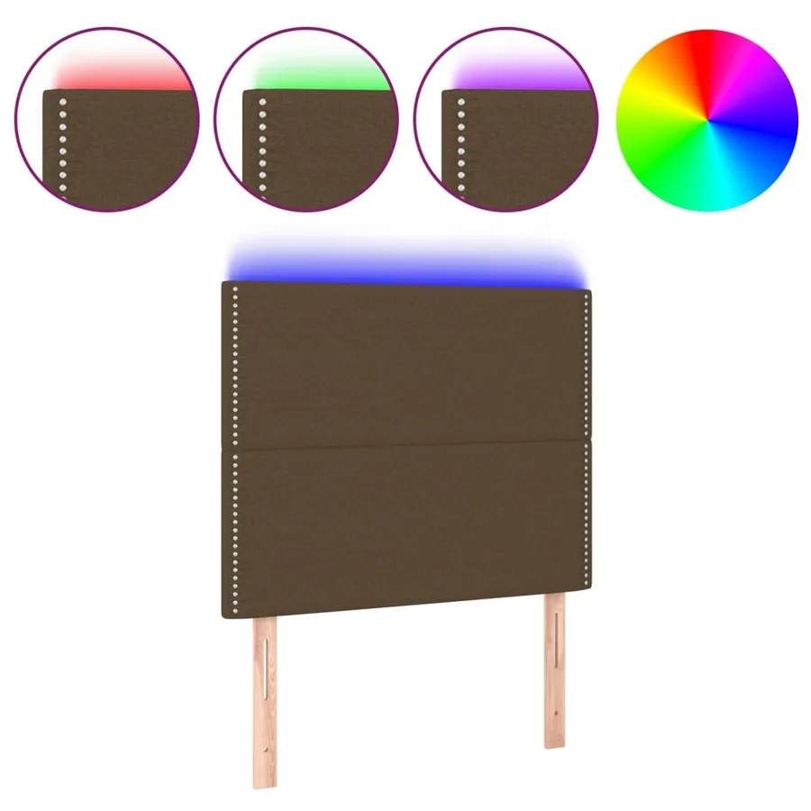 Tête de lit à LED Marron foncé 100x5x118/128 cm Tissu - 2