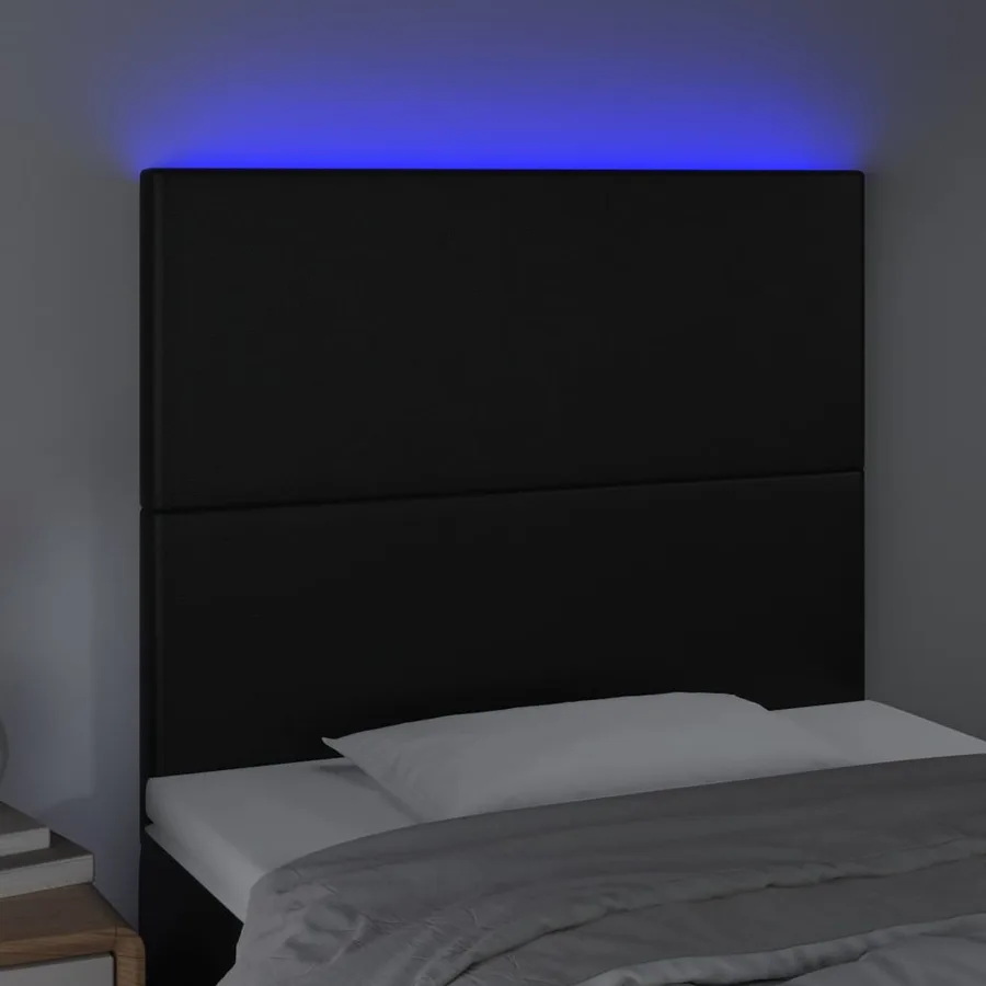 Tête de lit à LED Noir 80x5x118/128 cm Similicuir - 3