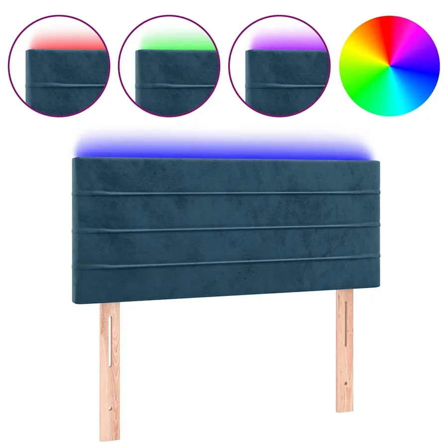 Tête de lit à LED Bleu foncé 80x5x78/88 cm Velours - 2