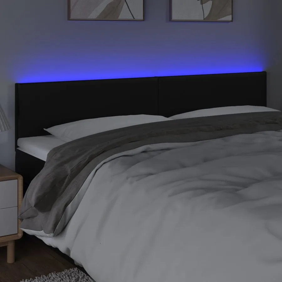 Tête de lit à LED Noir 160x5x78/88 cm Similicuir - 3