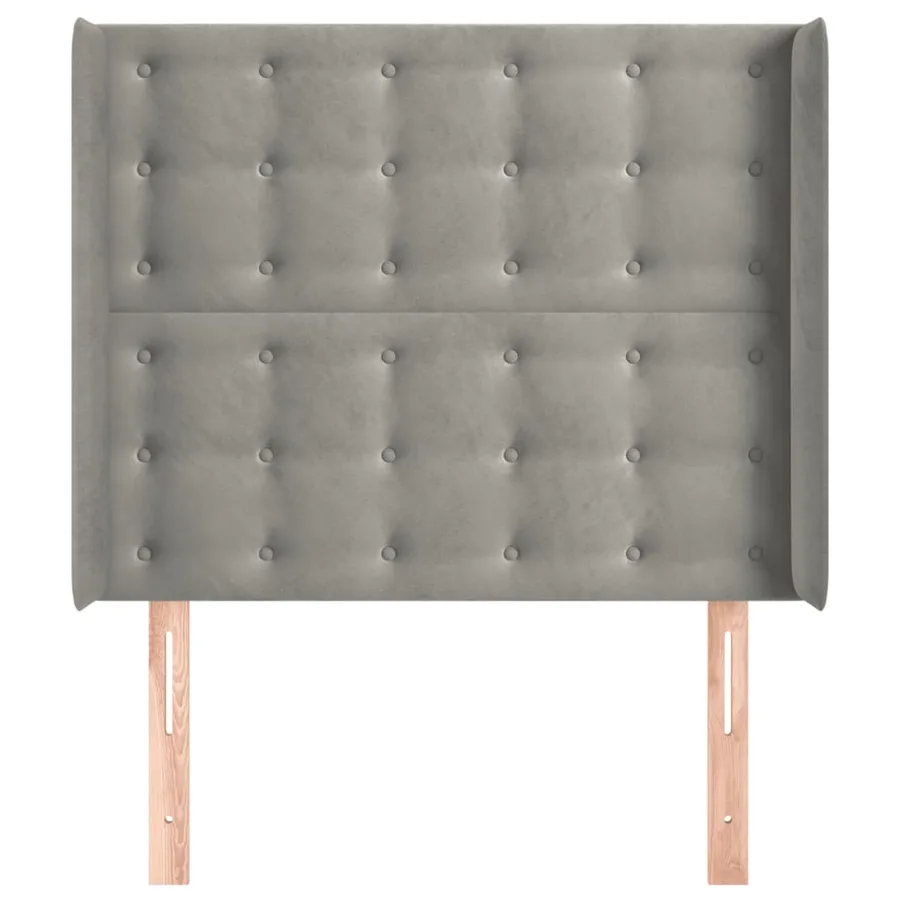 Tête de lit avec oreilles Gris clair 83x16x118/128 cm Velours - 3