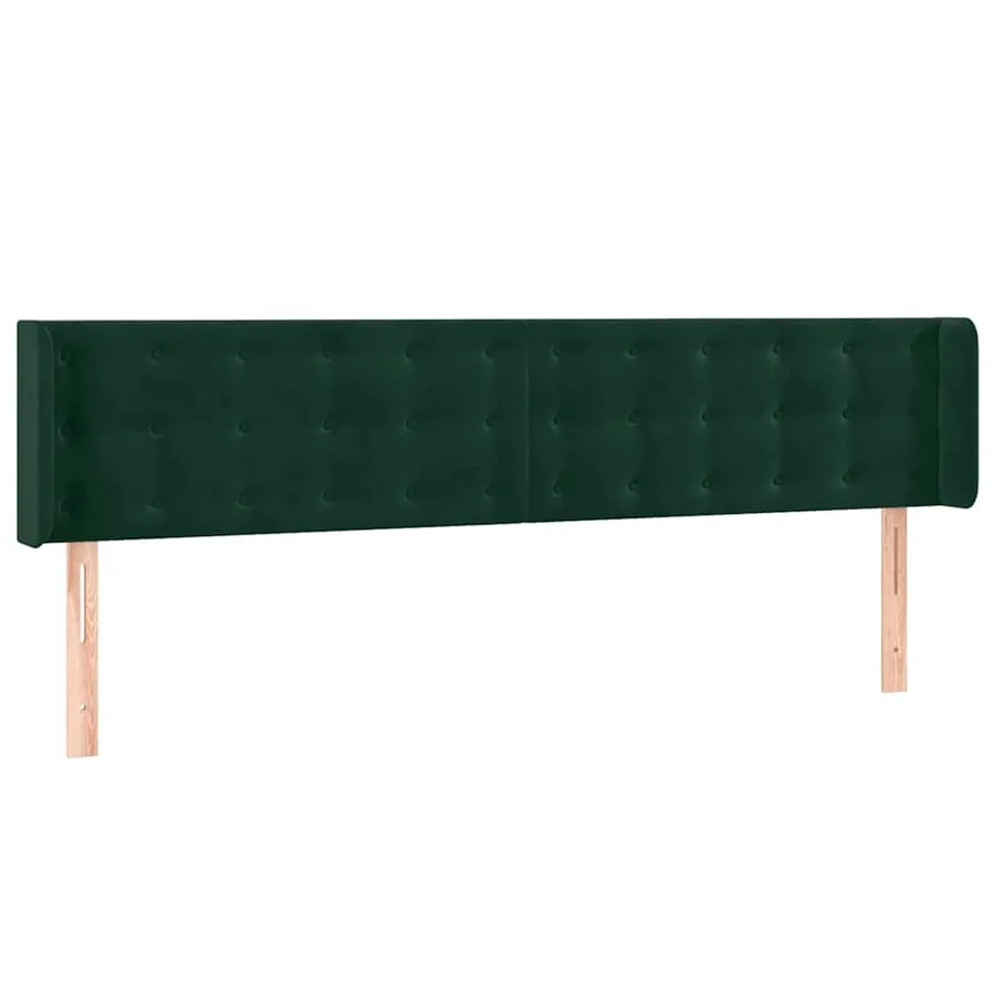 Tête de lit avec oreilles Vert foncé 203x16x78/88 cm Velours - 2