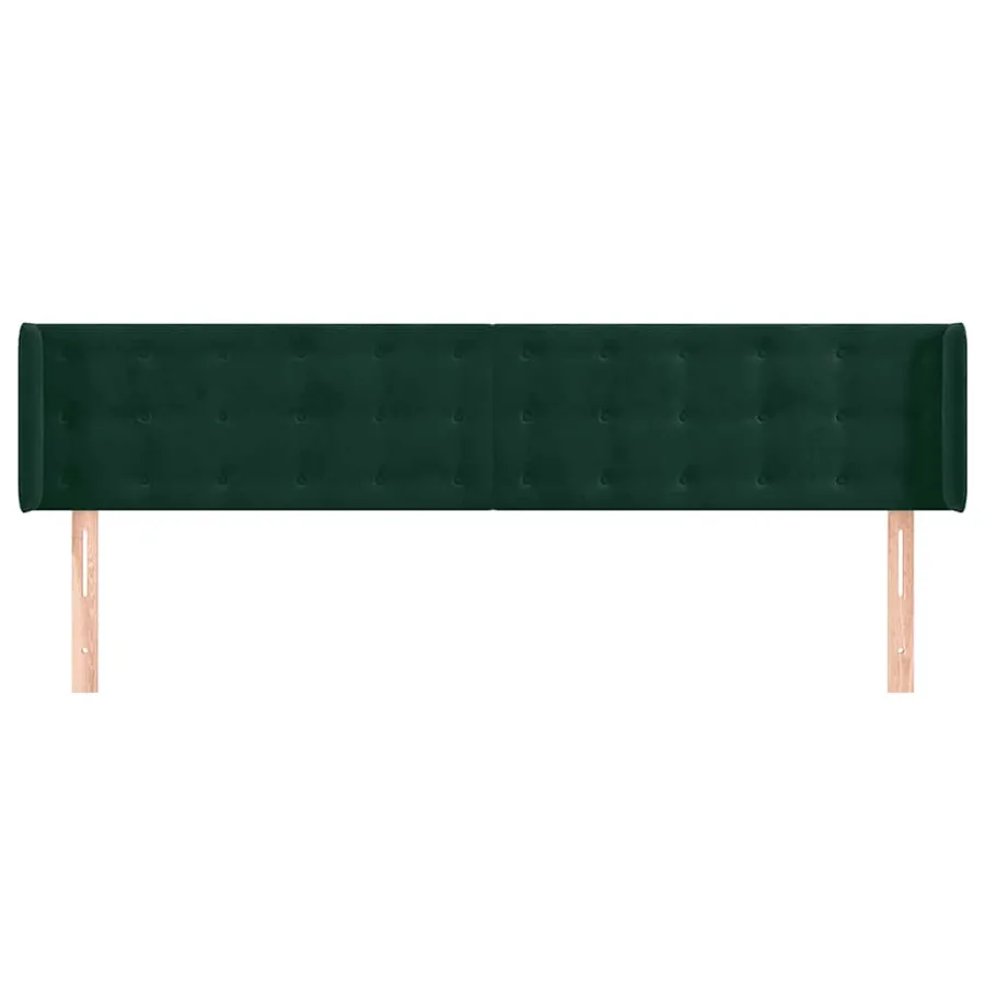 Tête de lit avec oreilles Vert foncé 203x16x78/88 cm Velours - 3