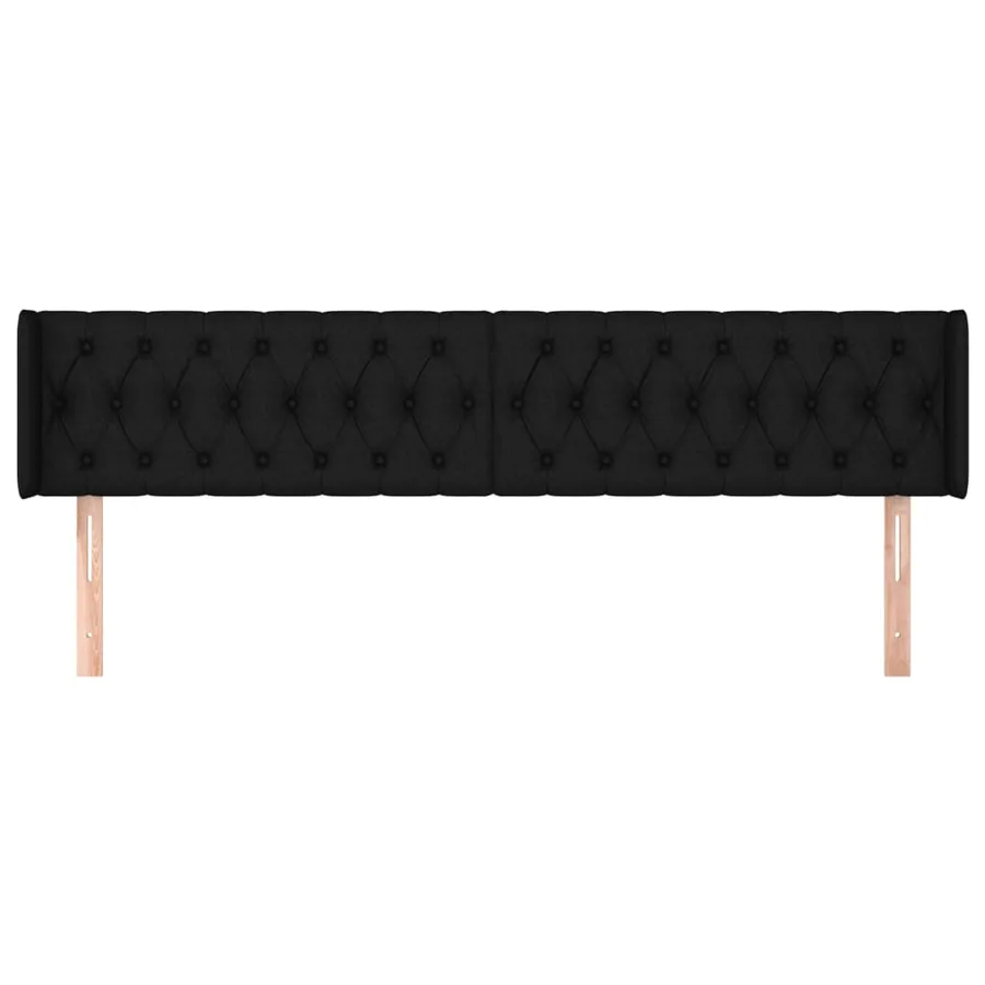 Tête de lit avec oreilles Noir 203x16x78/88 cm Tissu - 3