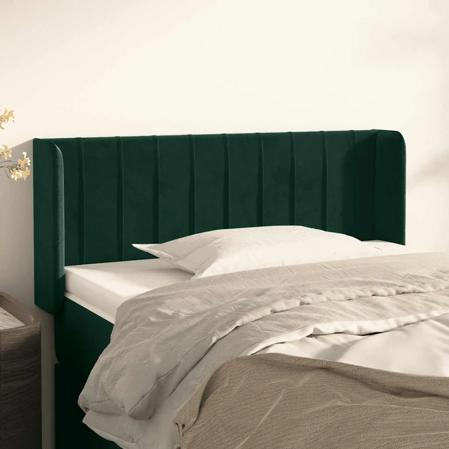 Tête de lit avec oreilles Vert foncé 93x16x78/88 cm Velours