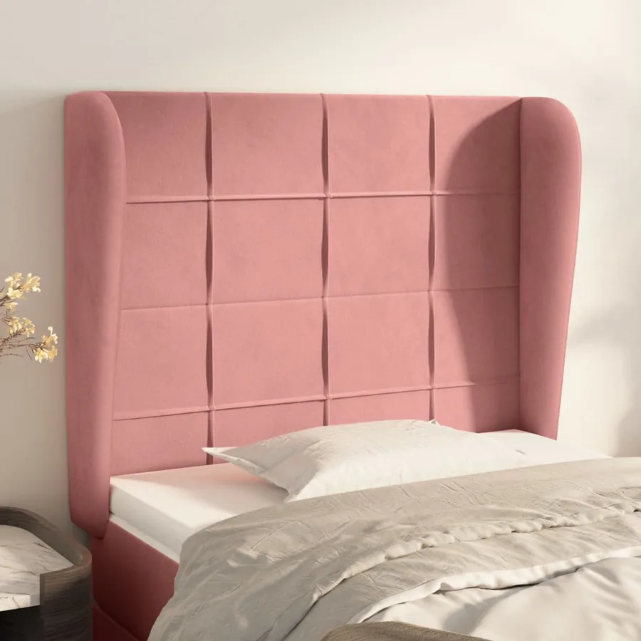 Tête de lit avec oreilles Rose 83x23x118/128 cm Velours