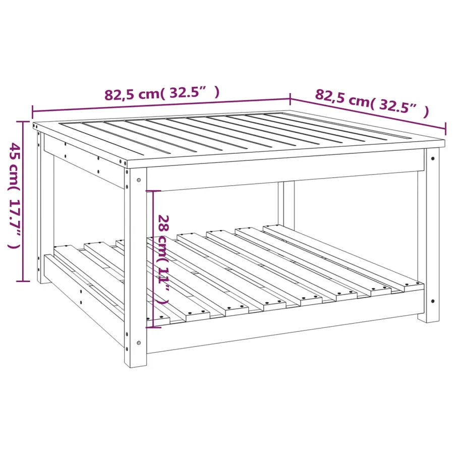 Table de jardin 82,5x82,5x45 cm bois massif de pin - 8
