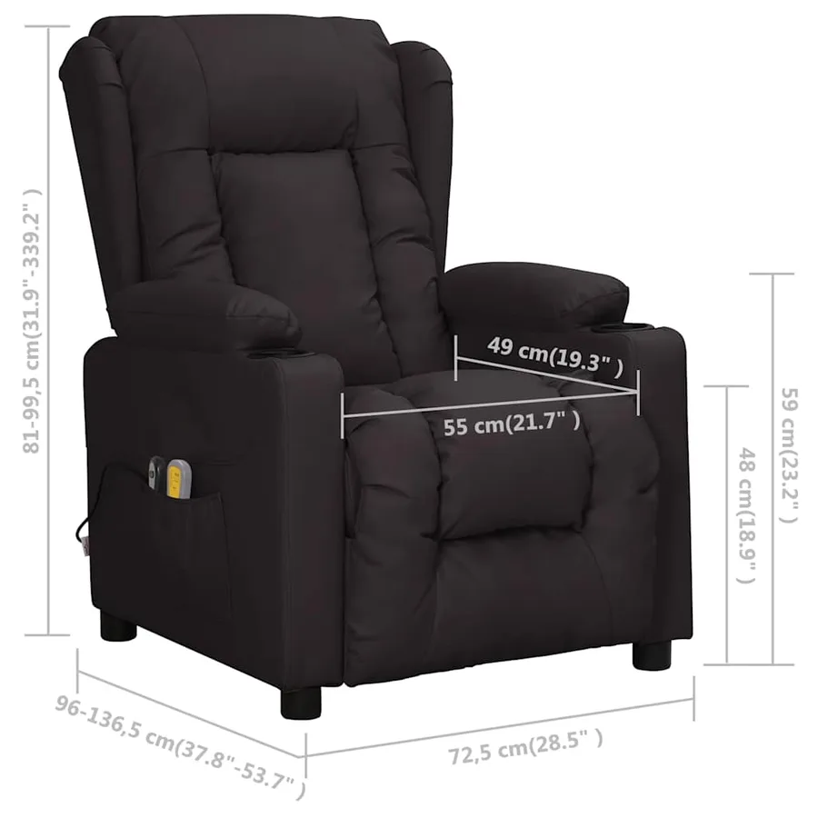 Fauteuil électrique de massage Noir Similicuir - 13