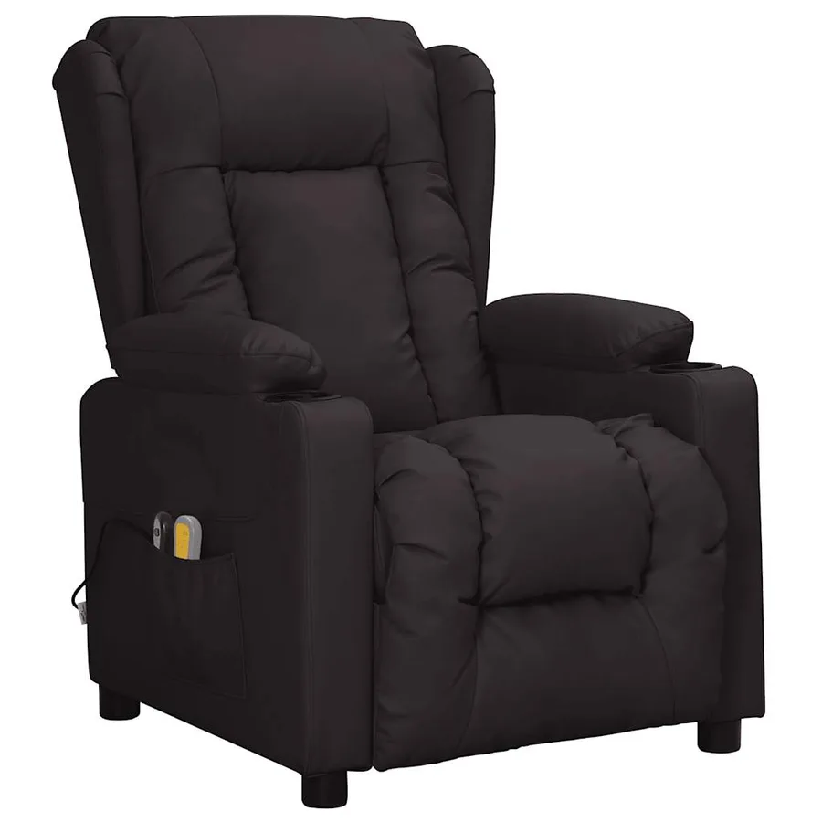 Fauteuil électrique de massage Noir Similicuir - 2