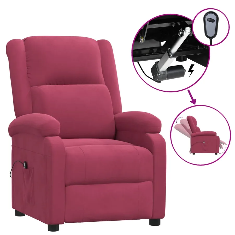 Fauteuil inclinable électrique rouge bordeaux velours - 2