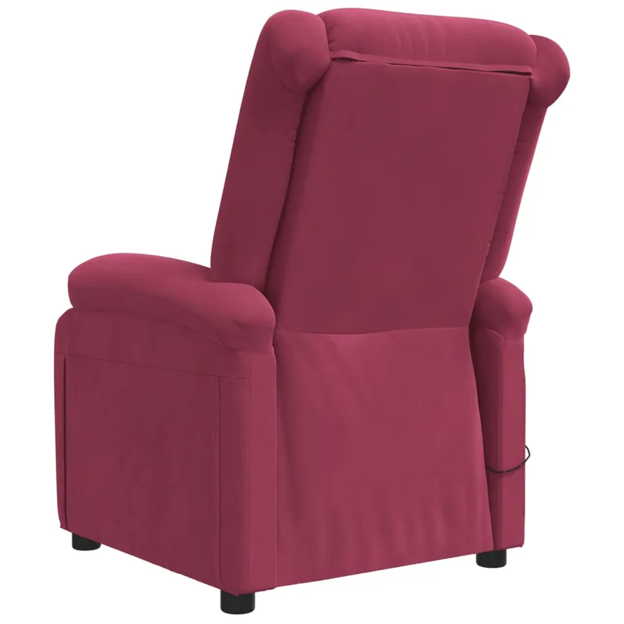 Fauteuil inclinable électrique rouge bordeaux velours - 6