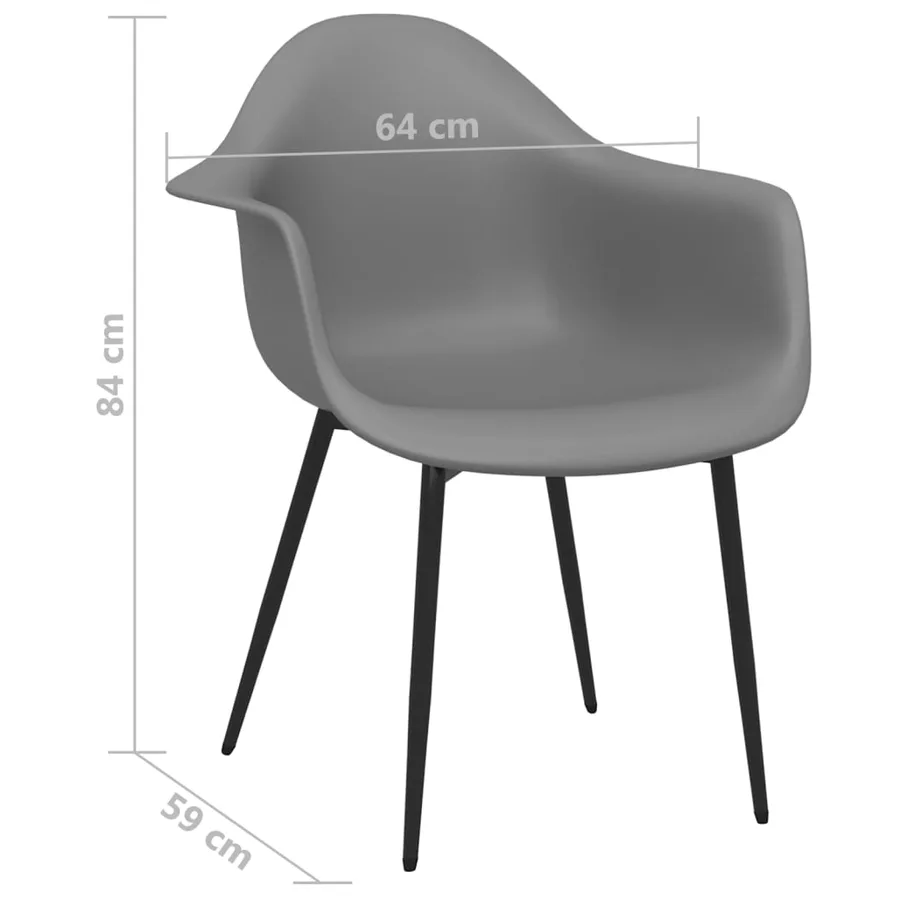 Chaises à manger lot de 6 gris PP - 7