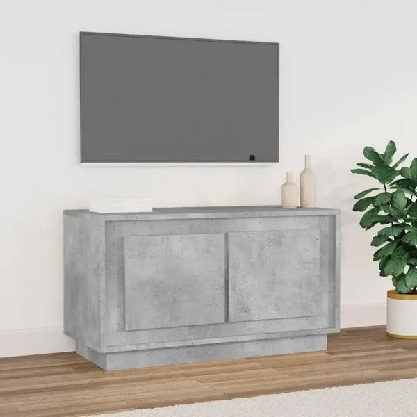 Meuble TV gris béton 80x35x45 cm bois d'ingénierie