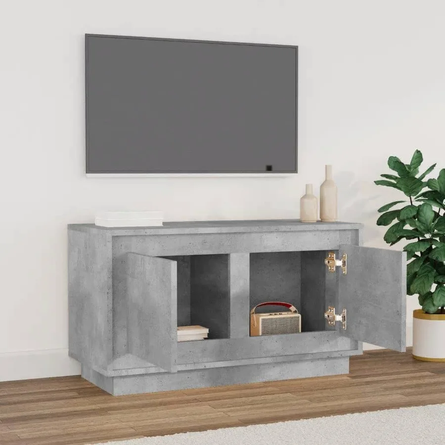 Meuble TV gris béton 80x35x45 cm bois d'ingénierie - 3