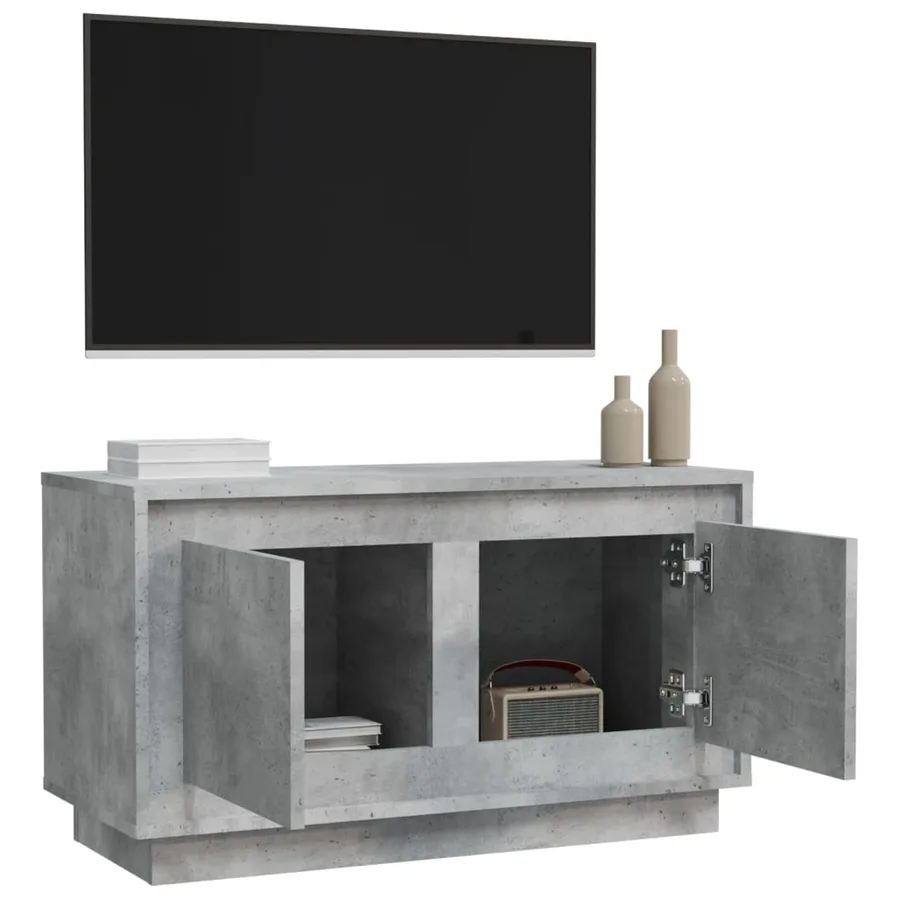 Meuble TV gris béton 80x35x45 cm bois d'ingénierie - 5
