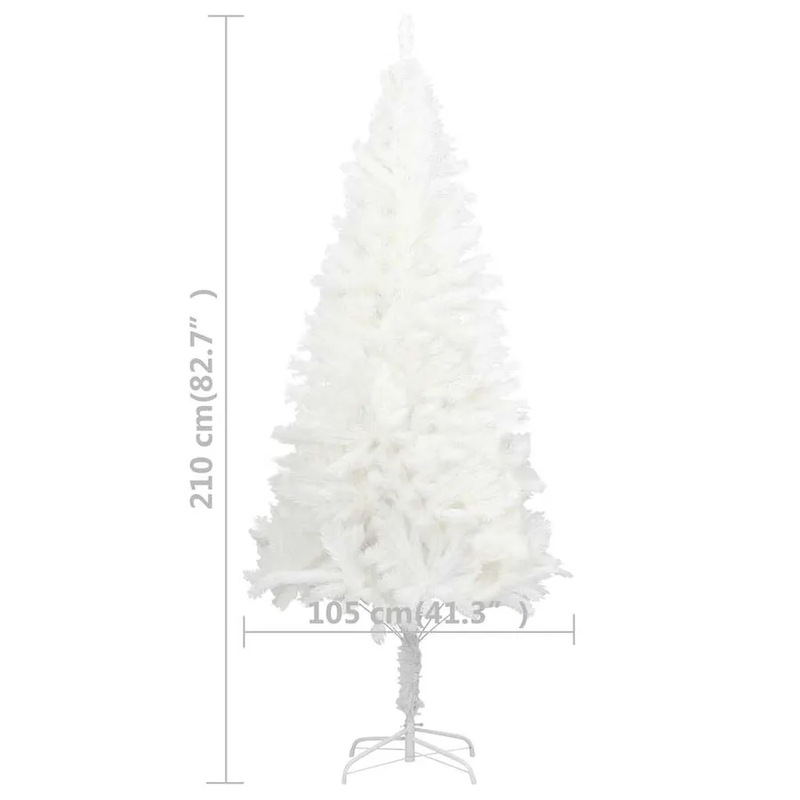 Arbre de Noël artificiel pré-éclairé et boules blanc 210 cm - 10