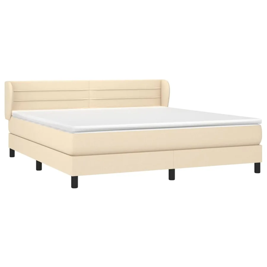 Sommier à lattes de lit avec matelas Crème 180x200 cm Tissu - 3