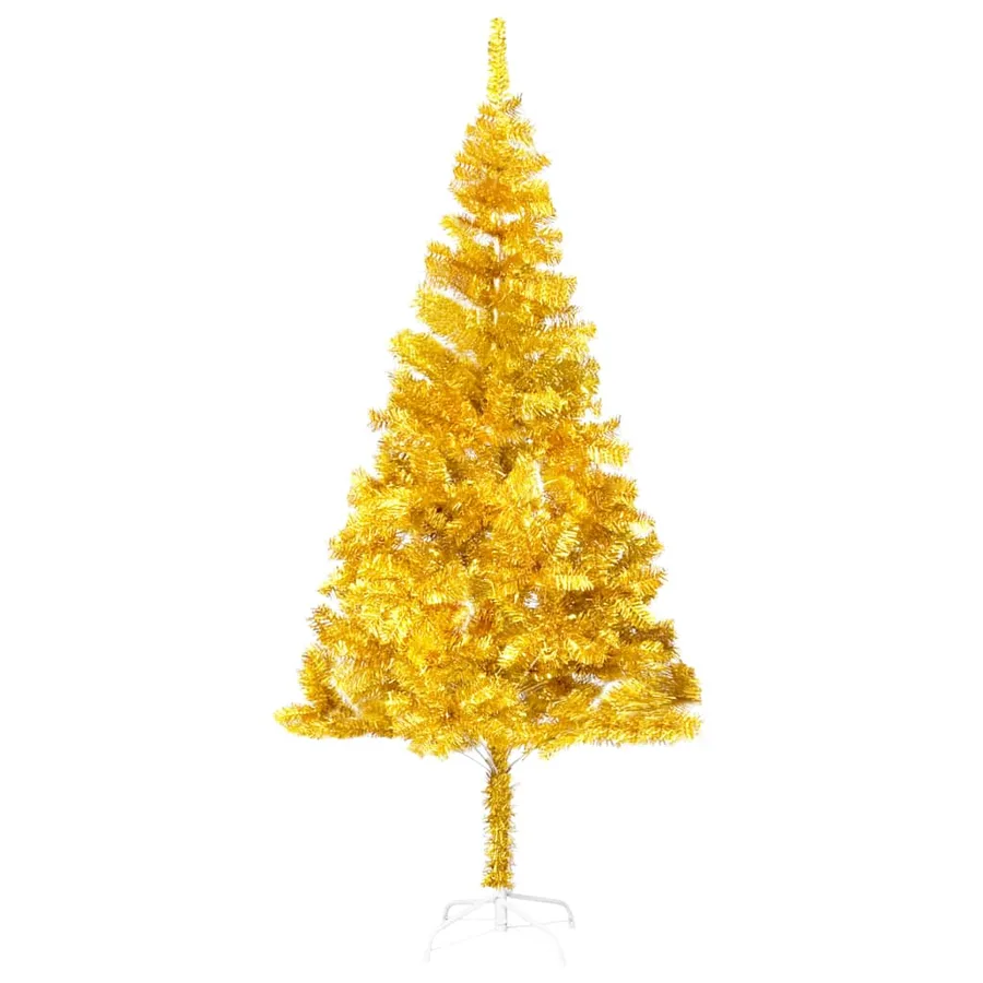 Arbre de Noël artificiel pré-éclairé et boules doré 180 cm PET - 2