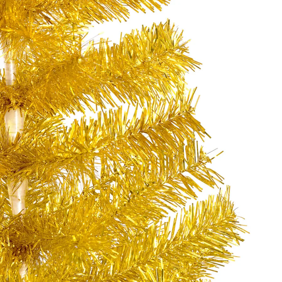 Arbre de Noël artificiel pré-éclairé et boules doré 180 cm PET - 5