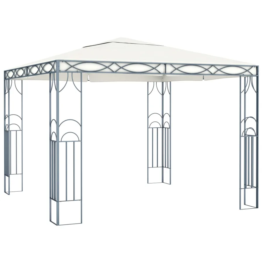 Tonnelle avec guirlande lumineuse à LED 300x300 cm Crème - 3