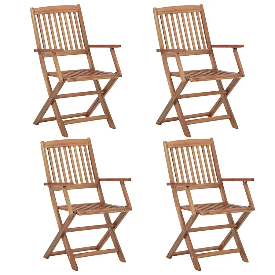 Chaises pliables de jardin lot de 4 avec coussins Bois d'acacia - 3
