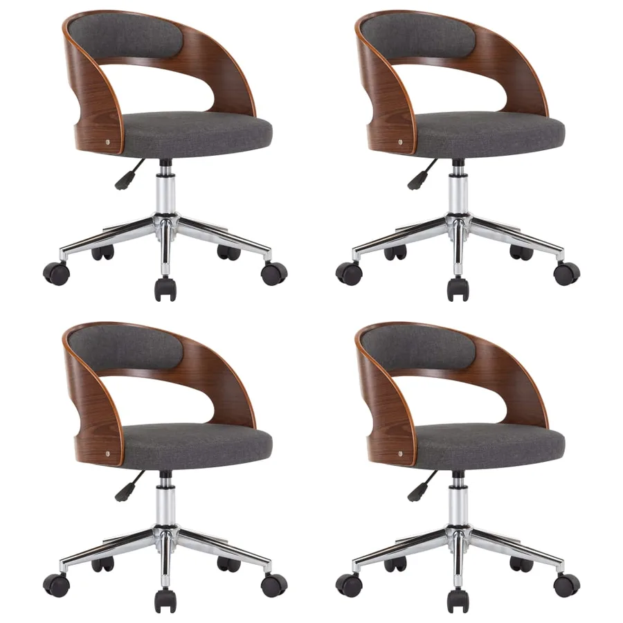 Chaises pivotantes à manger lot de 4 gris bois courbé et tissu - 2