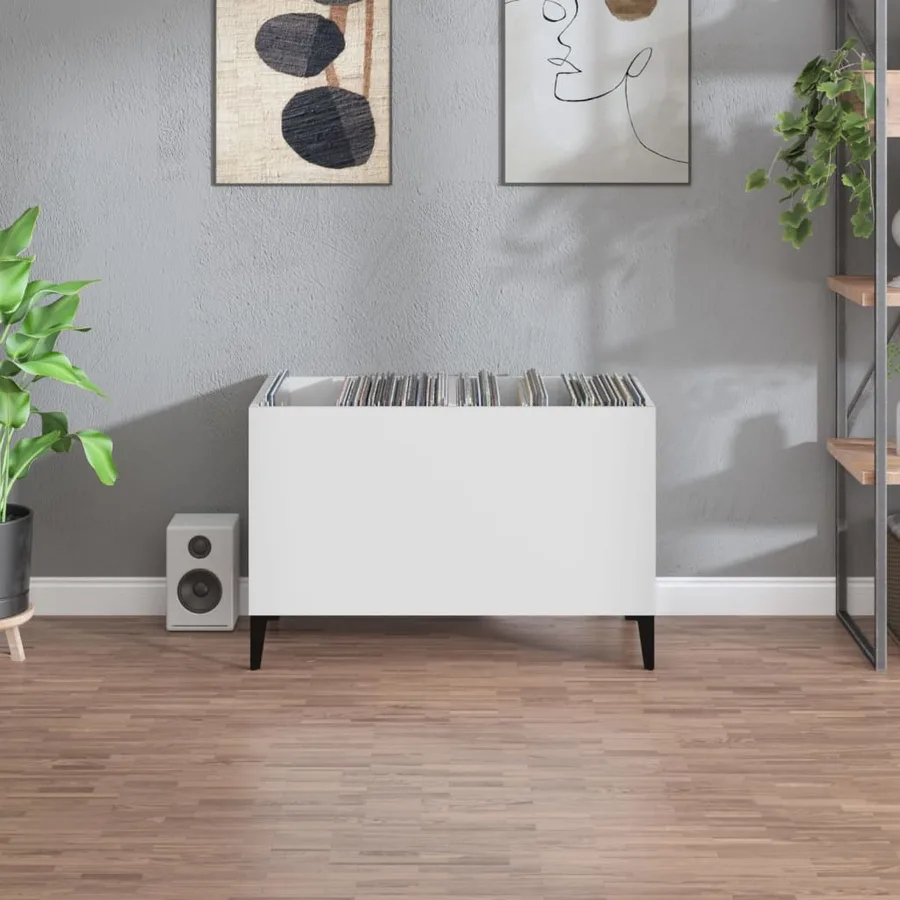 Armoire à disques blanc 74,5x38x48 cm bois d'ingénierie - 3