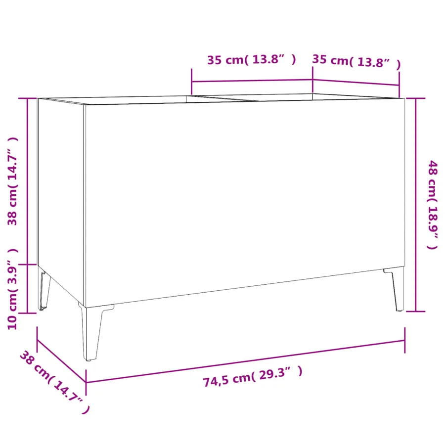 Armoire à disques blanc 74,5x38x48 cm bois d'ingénierie - 8